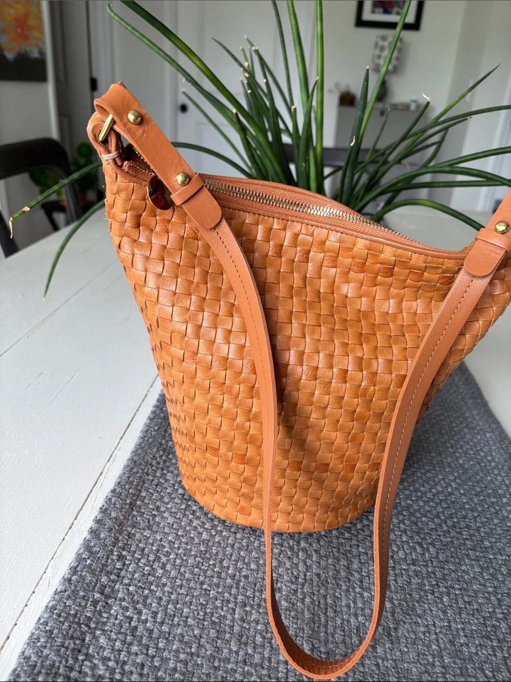 Clare V Petite Jeanne Woven Bucket Bag in Natural - Picture 11 of 12